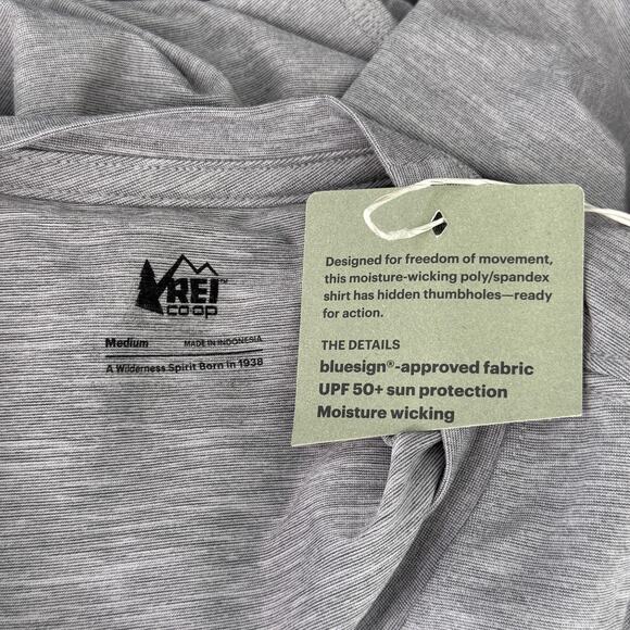 REI Active Pursuits Shirt Mens Medium Long Sleeve UPF 50 Thumbholes Gray NEW - Picture 4 of 12